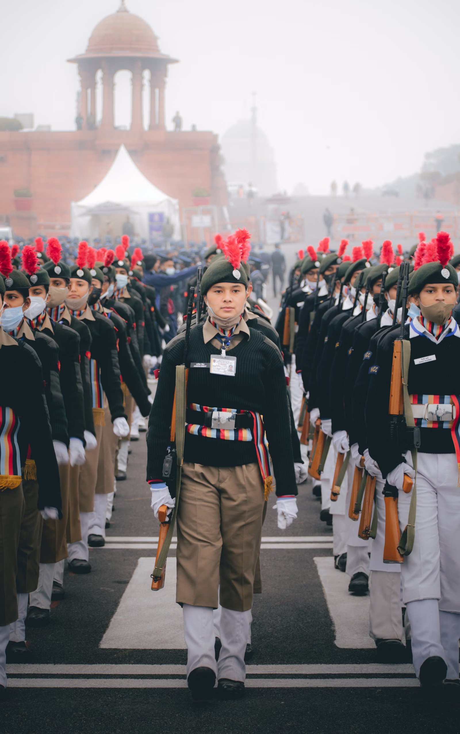 Cadets marching in formation on the parade ground